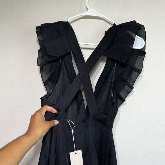 Keepsake Black V Neck Ruffle Romper Remind Me Playsuit XS NEW - Picture 4 of 10